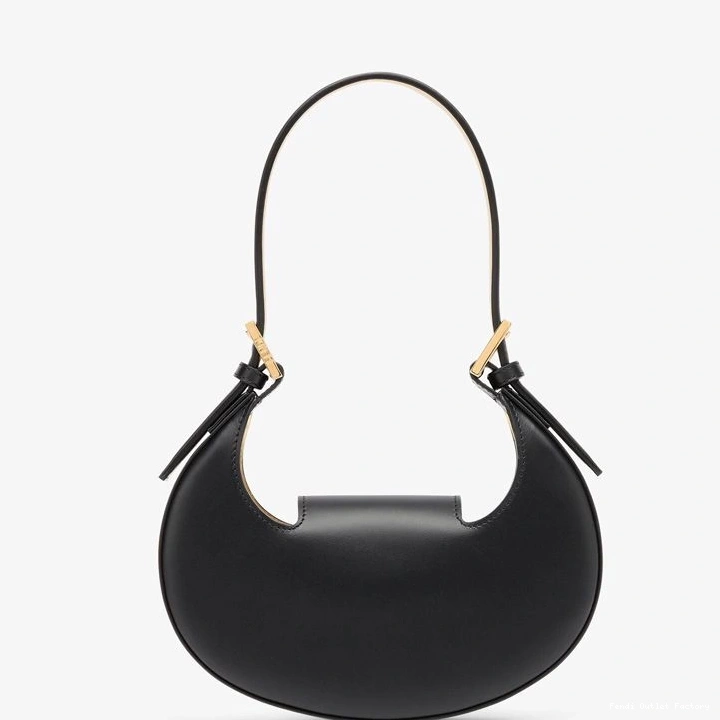 Vintage HOT Calf Leather Fendi Mini Black In Hobo Cookie Bag 0810